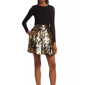 Alice + Olivia - Chara & Vegan Leather Long sleeve Minidress with pockets Size 6